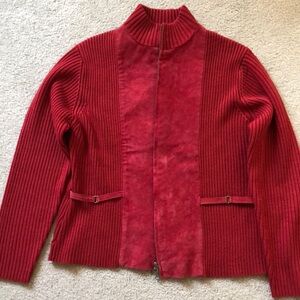 Amanda Smith Red Ribbed zip up Jacket.  Size L. Great condition